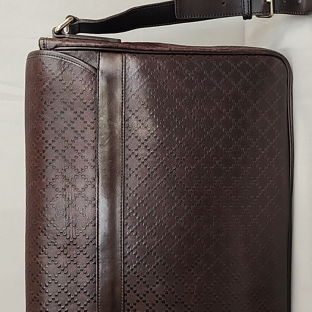 ✨️GUCCI Brown Diamante Leather Messenger Bag - Picture 7 of 16